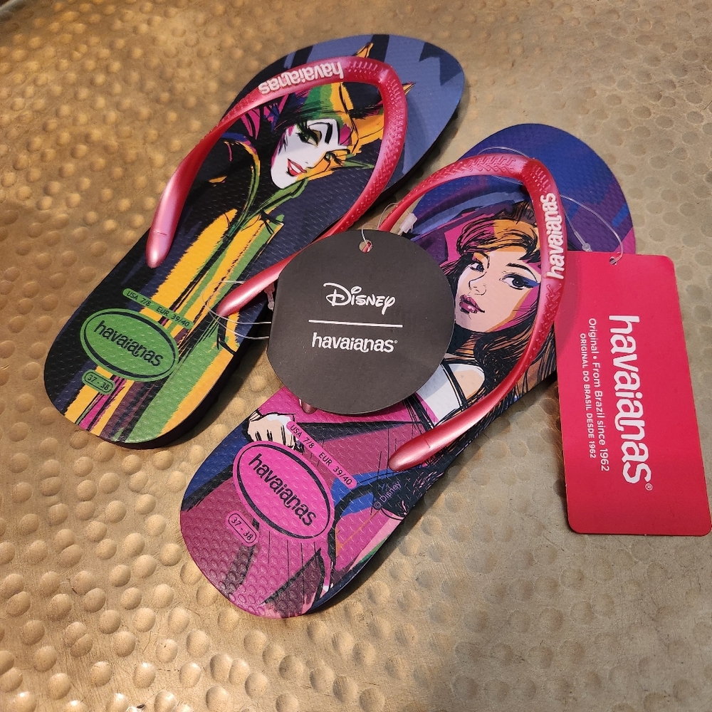 Havianas Disney Sleeping Beauty Maleficent Princess Flip Flops 7 - 8
